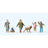 Preiser 10310 Familie Krause im Winter mit Hund und Schlitten