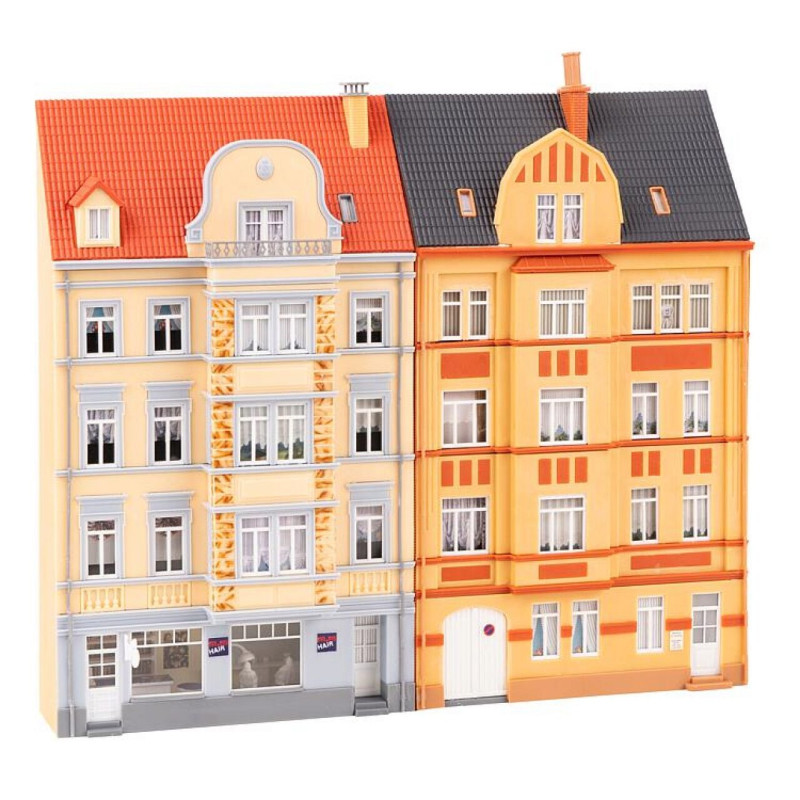 Faller 191758  2 Stadt-Reliefhäuser, 4-stöckig, Ep. I